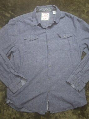 Thread & Cloth Flannel Shirt Men's XL Heather Blue Button Up Long Sleeve Cotton